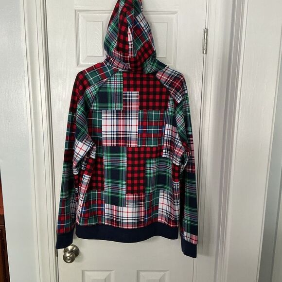 Lands’ End Serious Sweats Patchwork Plaid Hoodie Men’s Medium - Picture 4 of 12